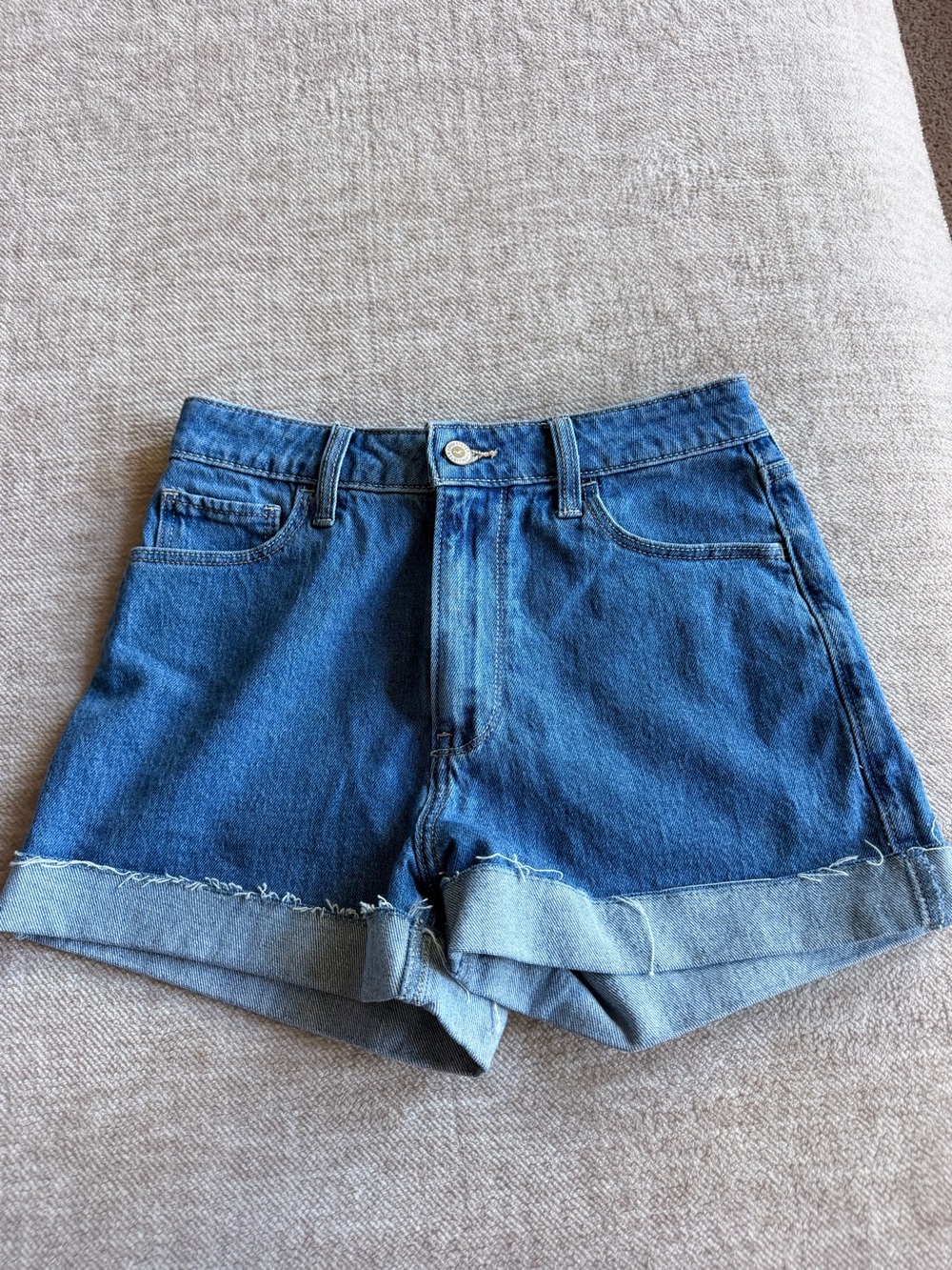 Hollister Cuffed Dark Blue Denim Shorts